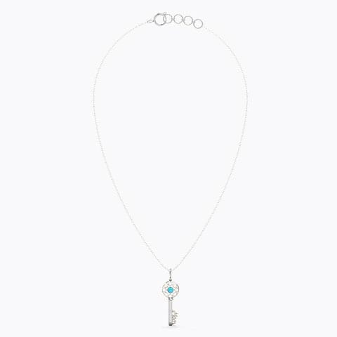 Turquoise Ornate Gemstone Key Necklace Turquoise Ornate Gemstone Key Necklace