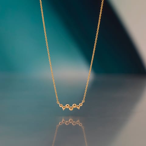 Gold Necklaces 9 Karat Yellow Gold Zig Zag Beaded 9KT Gold Necklace