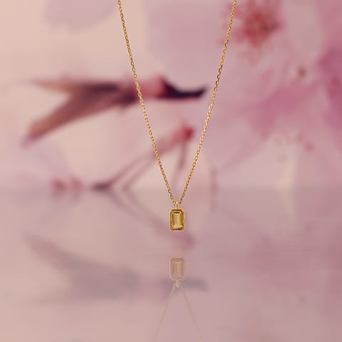 Citrine Cube Gemstone Necklace