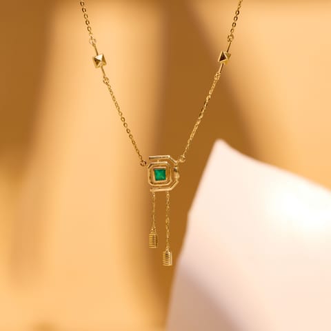 Cubical Green Gemstone Necklace