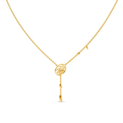 Lattice Loop Lariat Gold Necklace