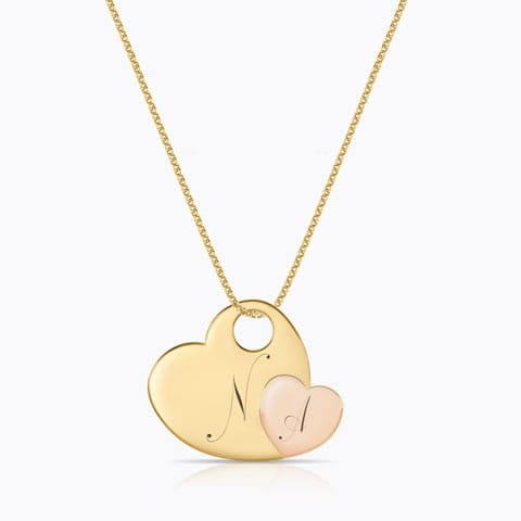 Mini Hearts Personalised Gold Pendant Gold Pendants 18 Karat Two Tone Gold Mini Hearts Personalised Gold Pendant