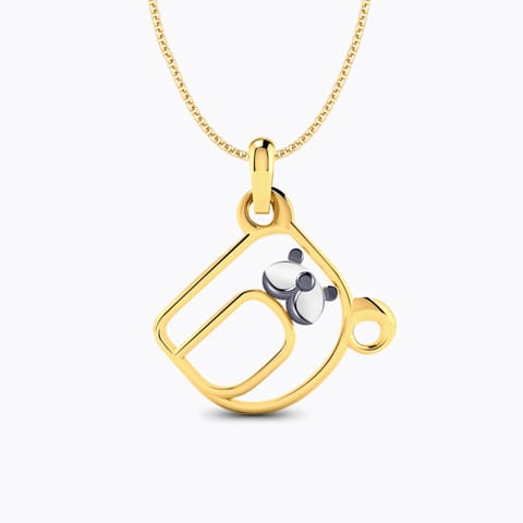 Teddy Alphabet D Kids' Gold Pendant
