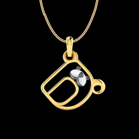 Teddy Alphabet D Kids' Gold Pendant