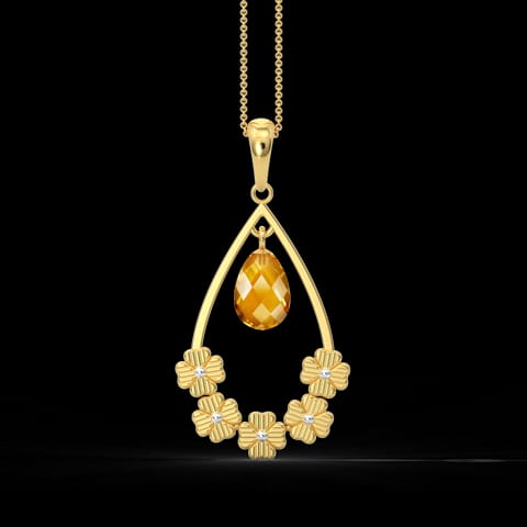 Floral Pear Drop Gemstone Pendant