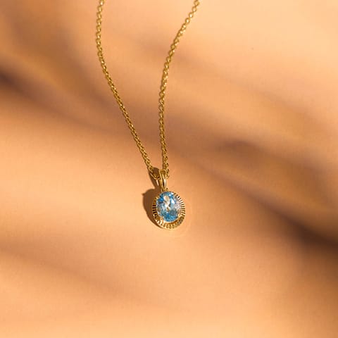 Blue Ovate 9KT Gemstone Pendant Blue Ovate 9KT Gemstone Pendant