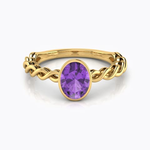 Wave Amethyst Birthstone Ring