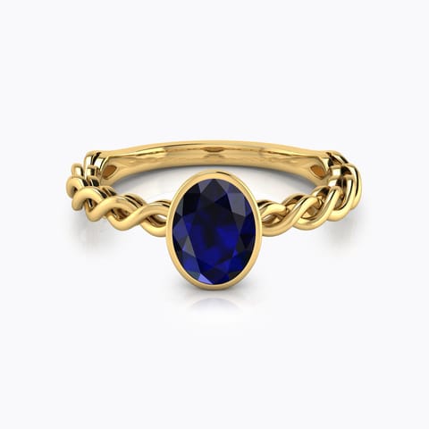 Wave Blue Sapphire Birthstone Ring