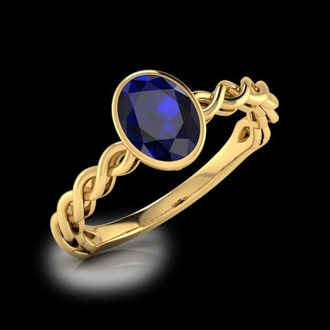 Wave Blue Sapphire Birthstone Ring