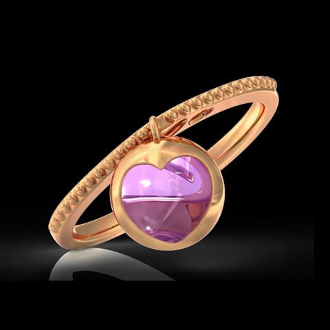 Amethyst Orb Heart Gemstone Ring