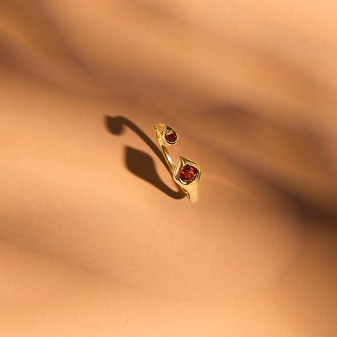 Sepia Heart 9KT Gemstone Open Ring