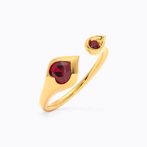 Sepia Heart 9KT Gemstone Open Ring