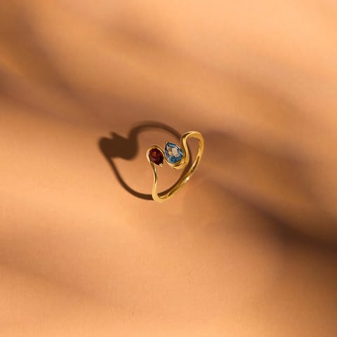 Dual Flame 9KT Gemstone Ring