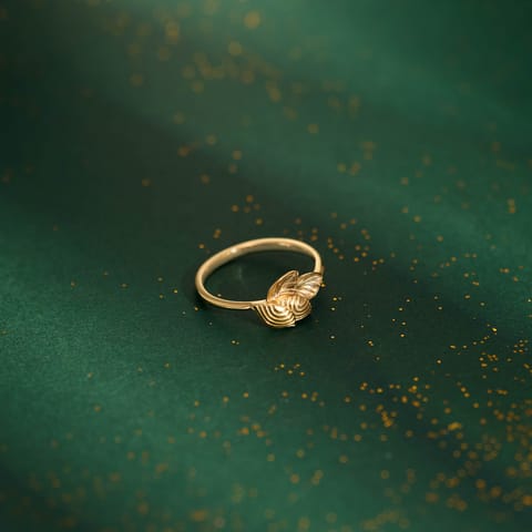 Embossed Leaf Gold Ring