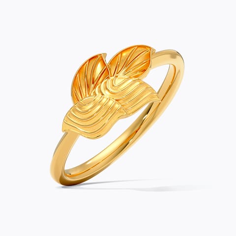Embossed Leaf Gold Ring