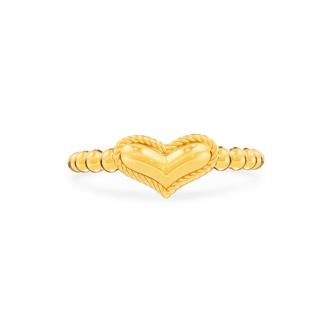 Beaded Heart Gold Ring