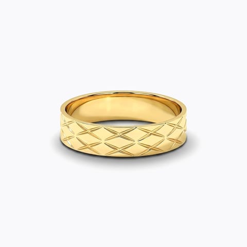 Checks Embossed Gold Ring for Men Checks Embossed Gold Ring for Men