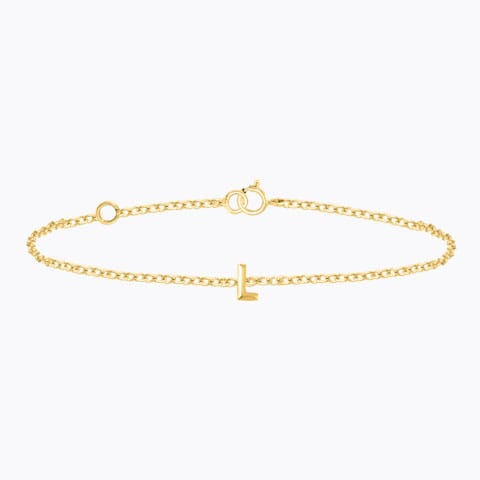 Bold Gold Alphabet L Bracelet Gold Bracelets 14 Karat Yellow Gold Bold Gold Alphabet L Bracelet