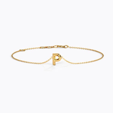 Bold Gold Alphabet P Bracelet