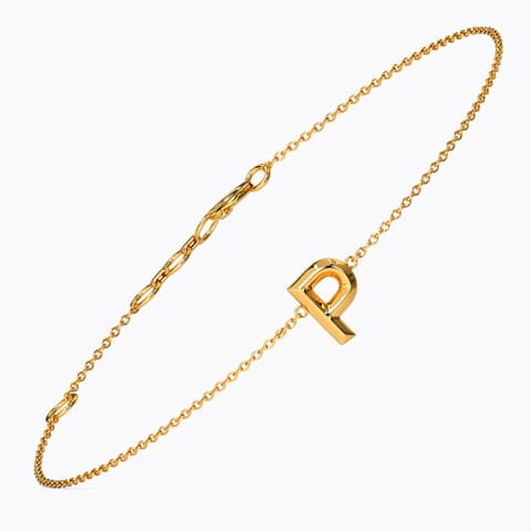 Bold Gold Alphabet P Bracelet