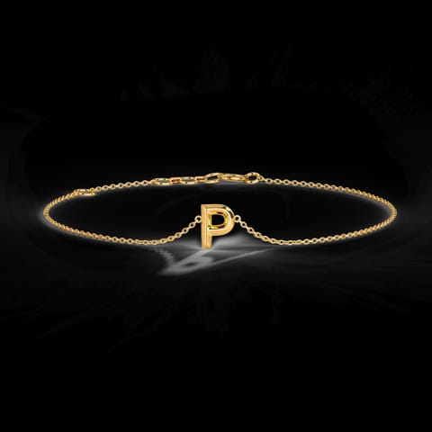 Bold Gold Alphabet P Bracelet