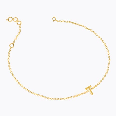 Bold Gold Alphabet T Bracelet