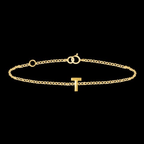 Bold Gold Alphabet T Bracelet