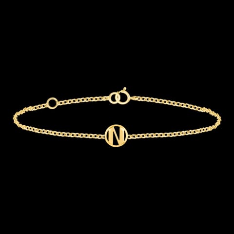 Artsy Gold Alphabet N Bracelet