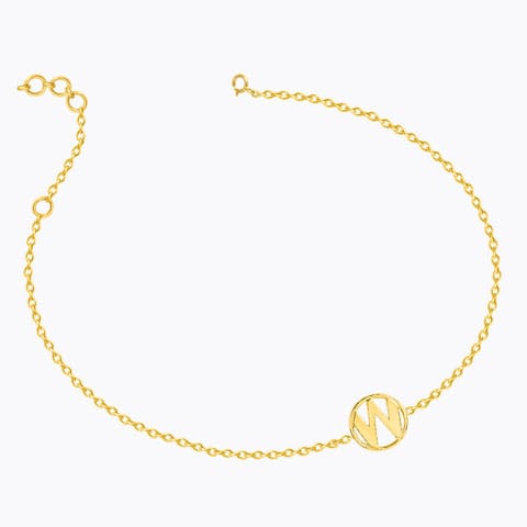 Artsy Gold Alphabet W Bracelet