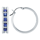 Metro Diamond (0.12 ct) & Blue Sapphire (2 mm) Hoops, 18K White Gold Metro Diamond (0.12 ct) & Blue Sapphire (2 mm) Hoops, 18K White Gold