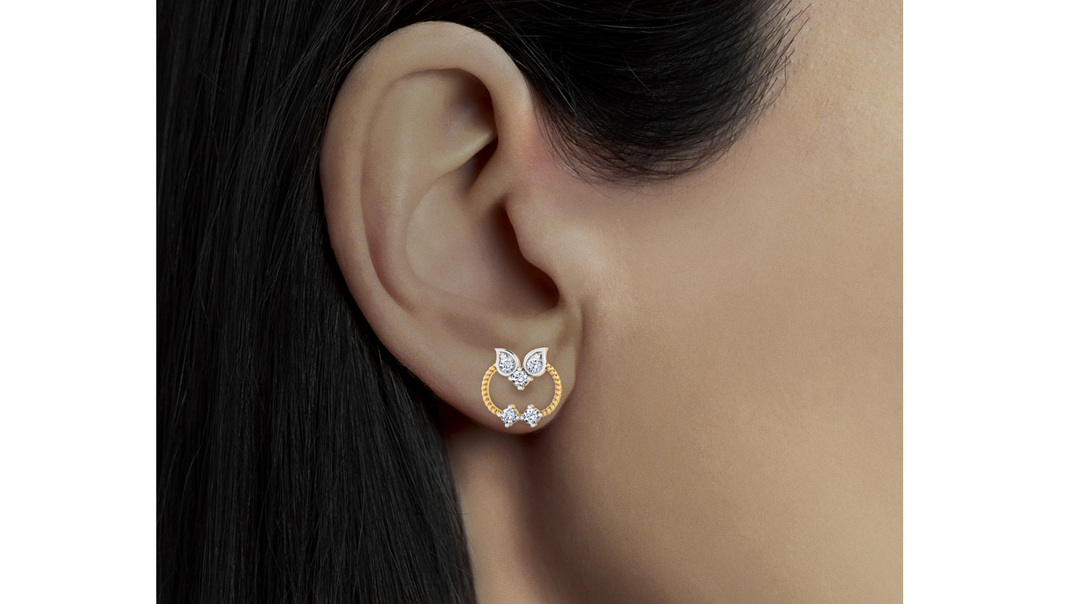 Five-stone Diamond Earrings, 18K White & Yellow Gold, 0.40 ct total diamond weight Five-stone Diamond Earrings, 18K White & Yellow Gold, 0.40 ct total diamond weight