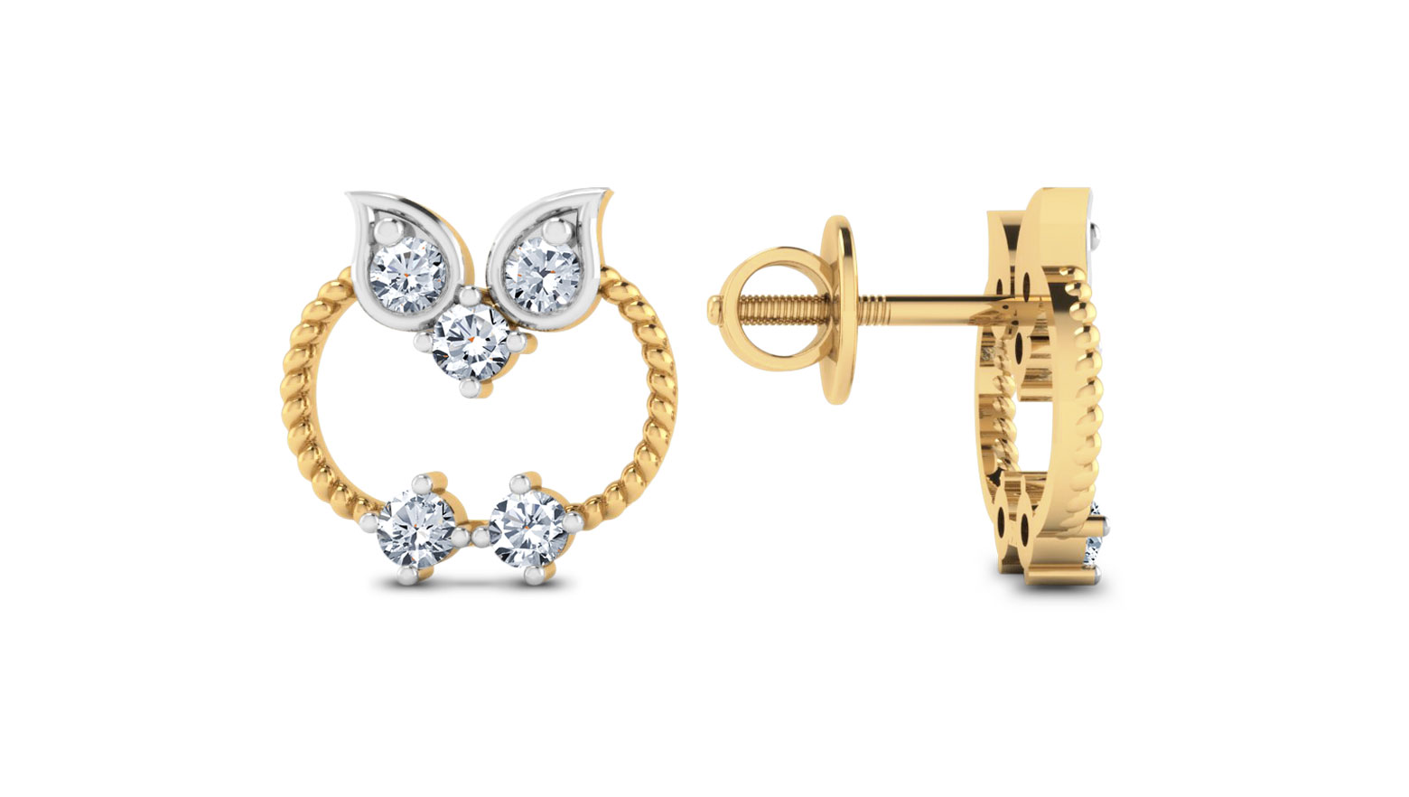 Five-stone Diamond Earrings, 18K White & Yellow Gold, 0.40 ct total diamond weight Five-stone Diamond Earrings, 18K White & Yellow Gold, 0.40 ct total diamond weight