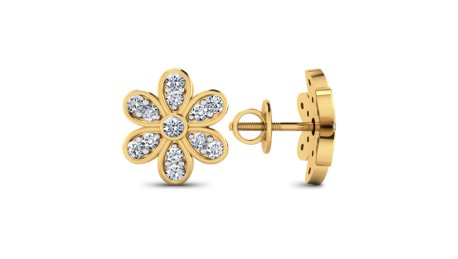 Daisy Diamond Earrings, 18K Yellow Gold, 0.66 ct total diamond weight Daisy Diamond Earrings, 18K Yellow Gold, 0.66 ct total diamond weight