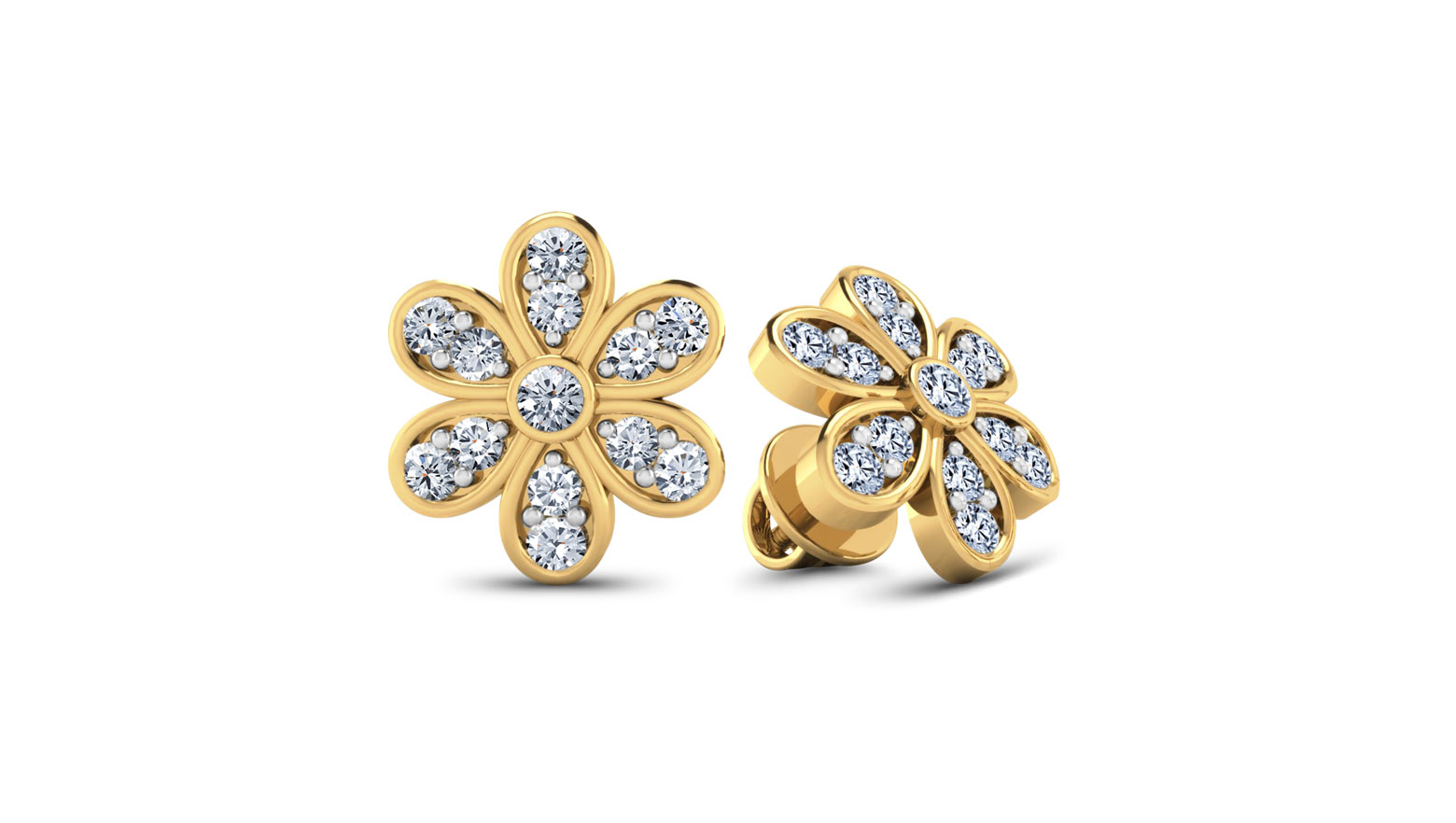 Daisy Diamond Earrings, 18K Yellow Gold, 0.66 ct total diamond weight Daisy Diamond Earrings, 18K Yellow Gold, 0.66 ct total diamond weight