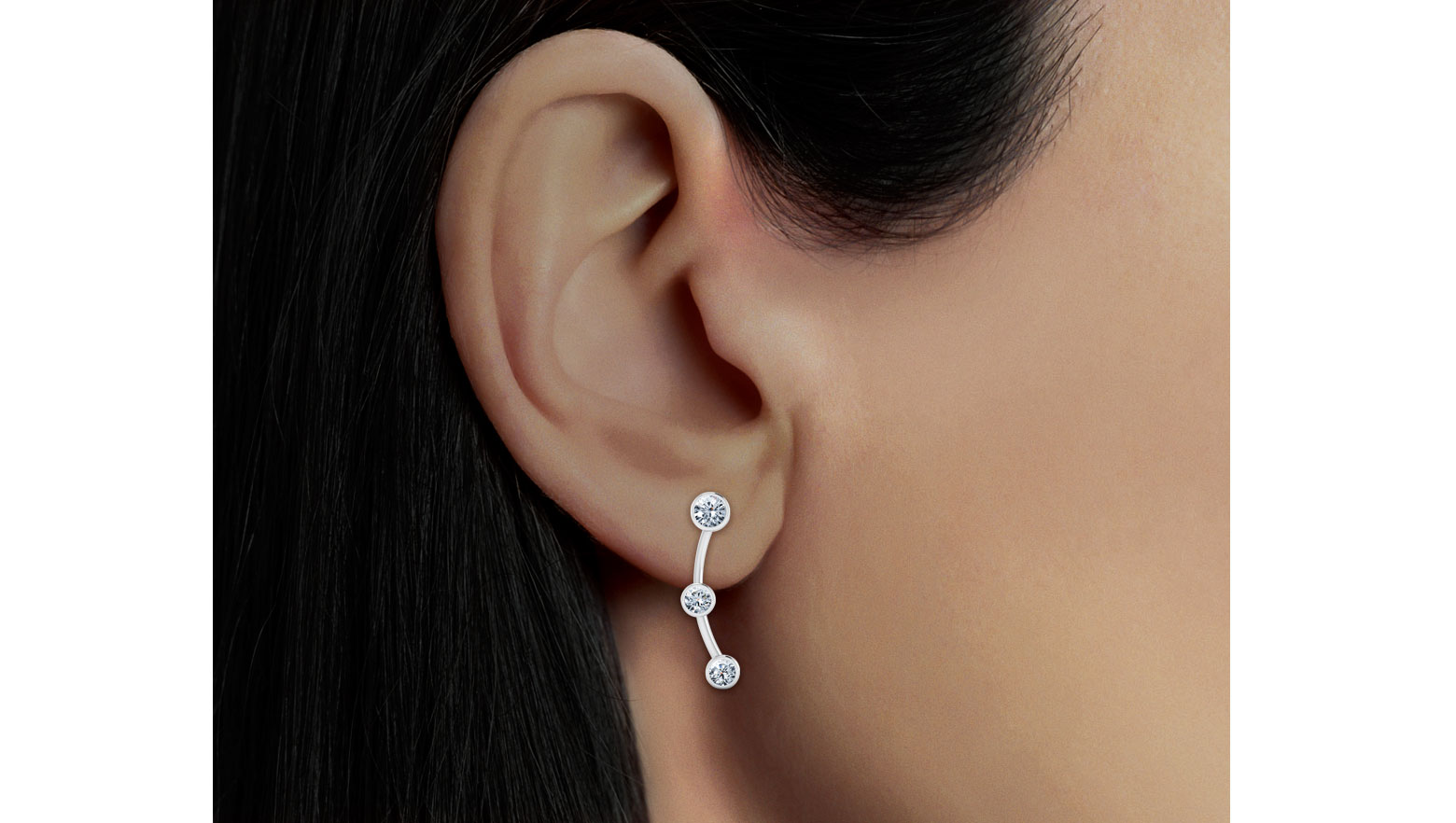 Triad Diamond Earrings, 18K White Gold, 0.54 ct total diamond weight Triad Diamond Earrings, 18K White Gold, 0.54 ct total diamond weight