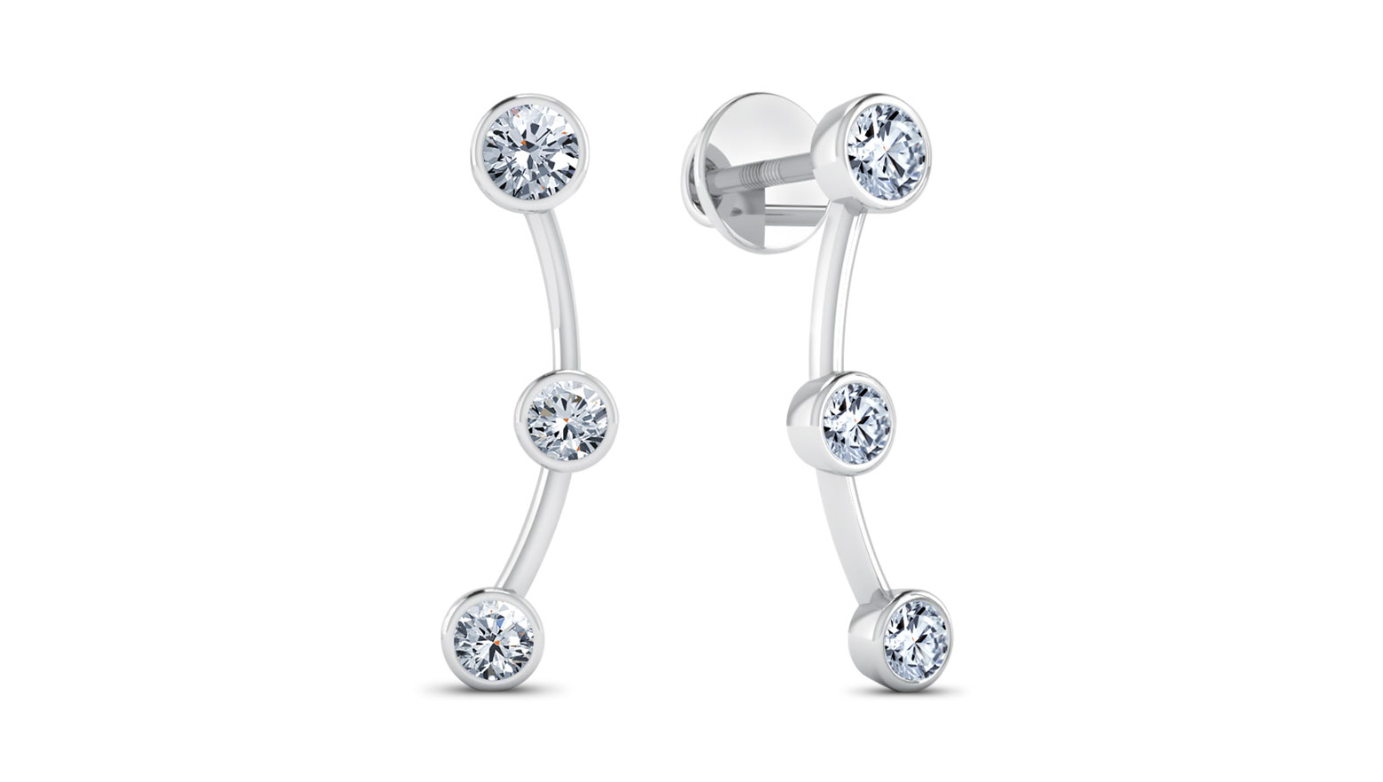 Triad Diamond Earrings, 18K White Gold, 0.54 ct total diamond weight Triad Diamond Earrings, 18K White Gold, 0.54 ct total diamond weight