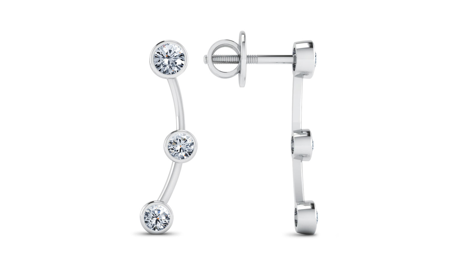Triad Diamond Earrings, 18K White Gold, 0.54 ct total diamond weight Triad Diamond Earrings, 18K White Gold, 0.54 ct total diamond weight