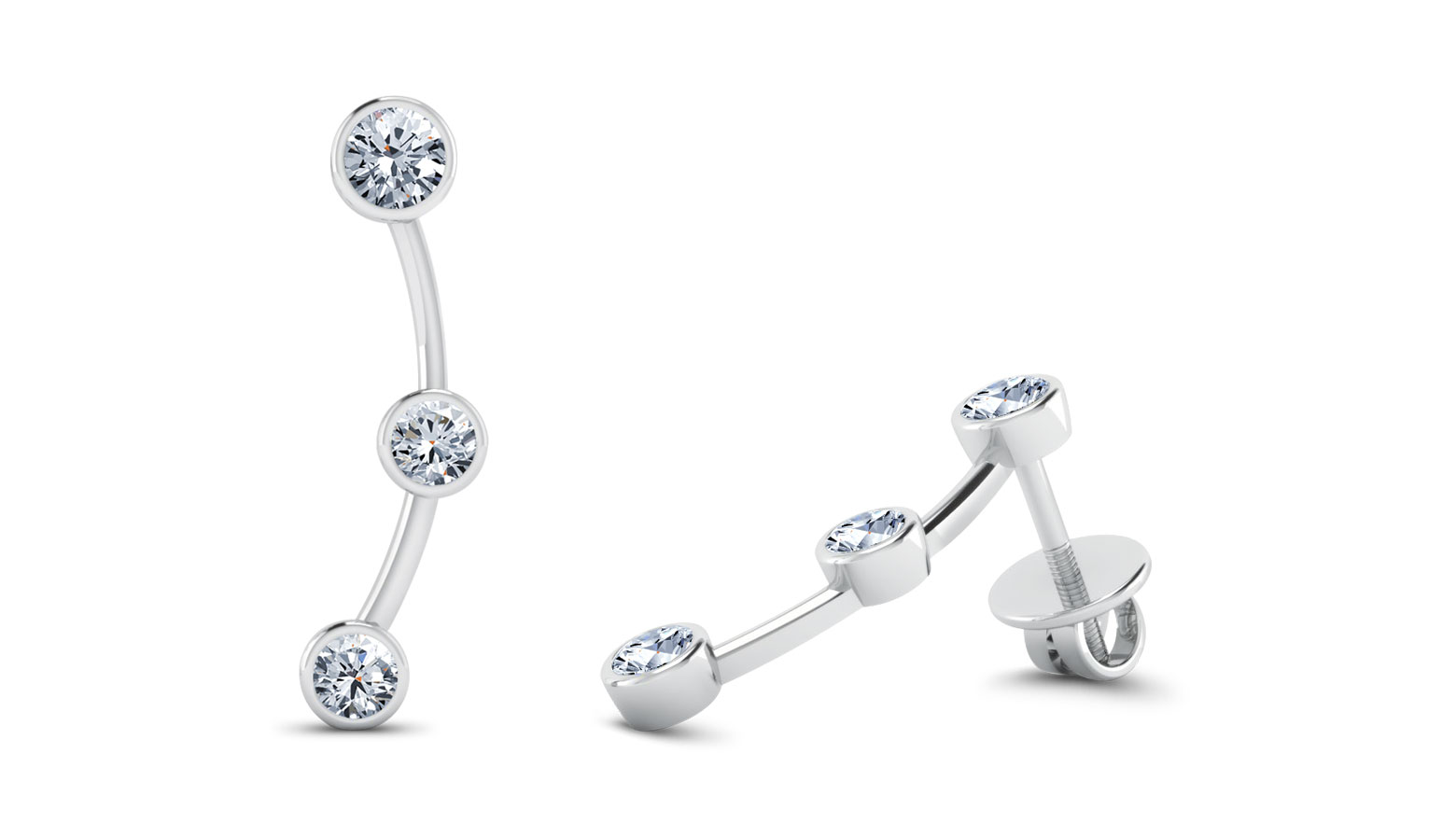 Triad Diamond Earrings, 18K White Gold, 0.54 ct total diamond weight Triad Diamond Earrings, 18K White Gold, 0.54 ct total diamond weight