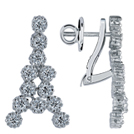 Eiffel Diamond Earrings, 18K White Gold, 1.95 ct total diamond weight