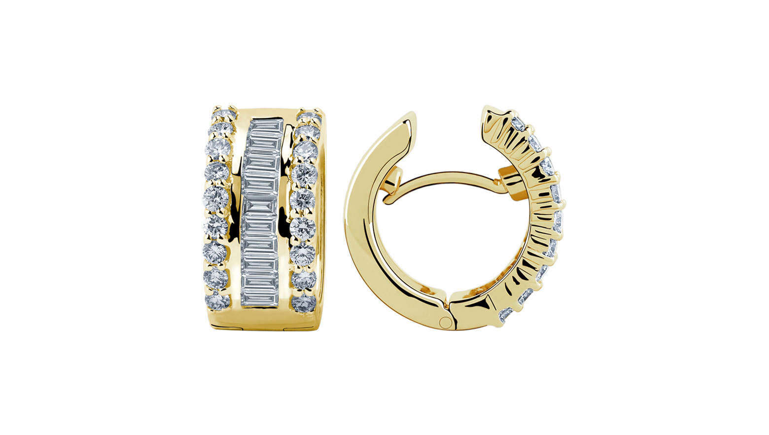 Triumph Diamond Huggies, 18K Yellow Gold, 1.58 ct total diamond weight