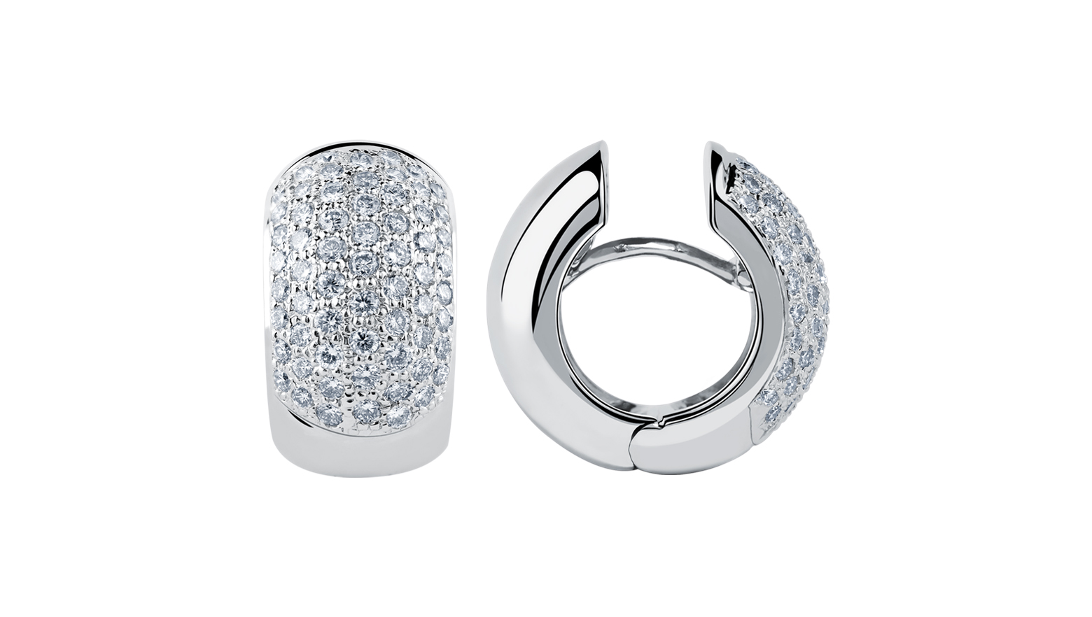 Triumph Diamond Huggies, 18K White Gold, 1.44 ct total diamond weight Triumph Diamond Huggies, 18K White Gold, 1.44 ct total diamond weight
