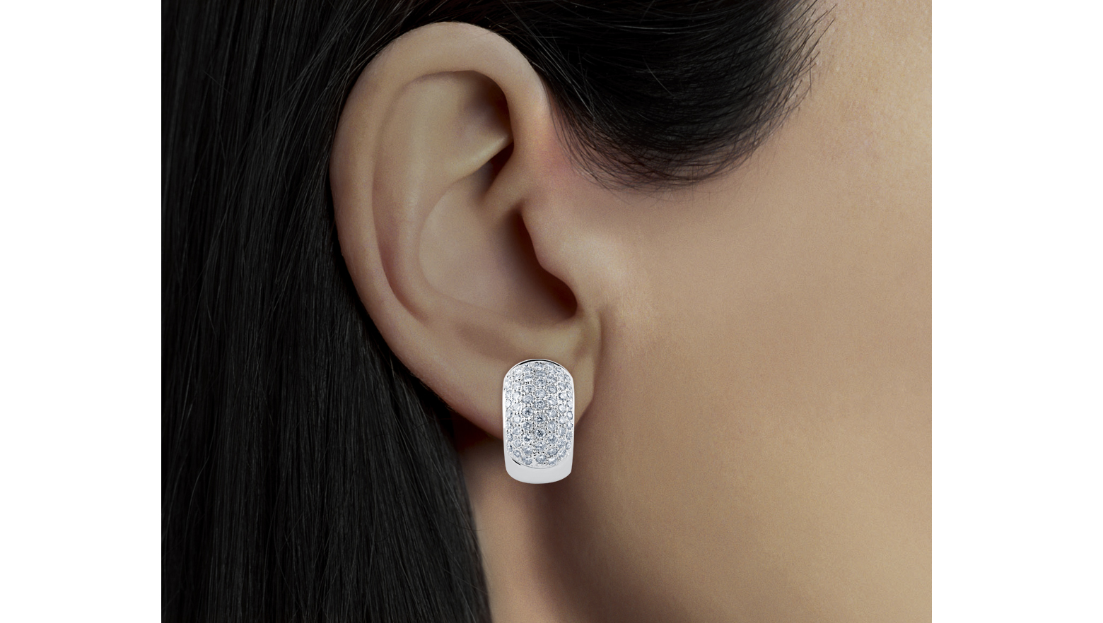 Triumph Diamond Huggies, 18K White Gold, 1.44 ct total diamond weight Triumph Diamond Huggies, 18K White Gold, 1.44 ct total diamond weight