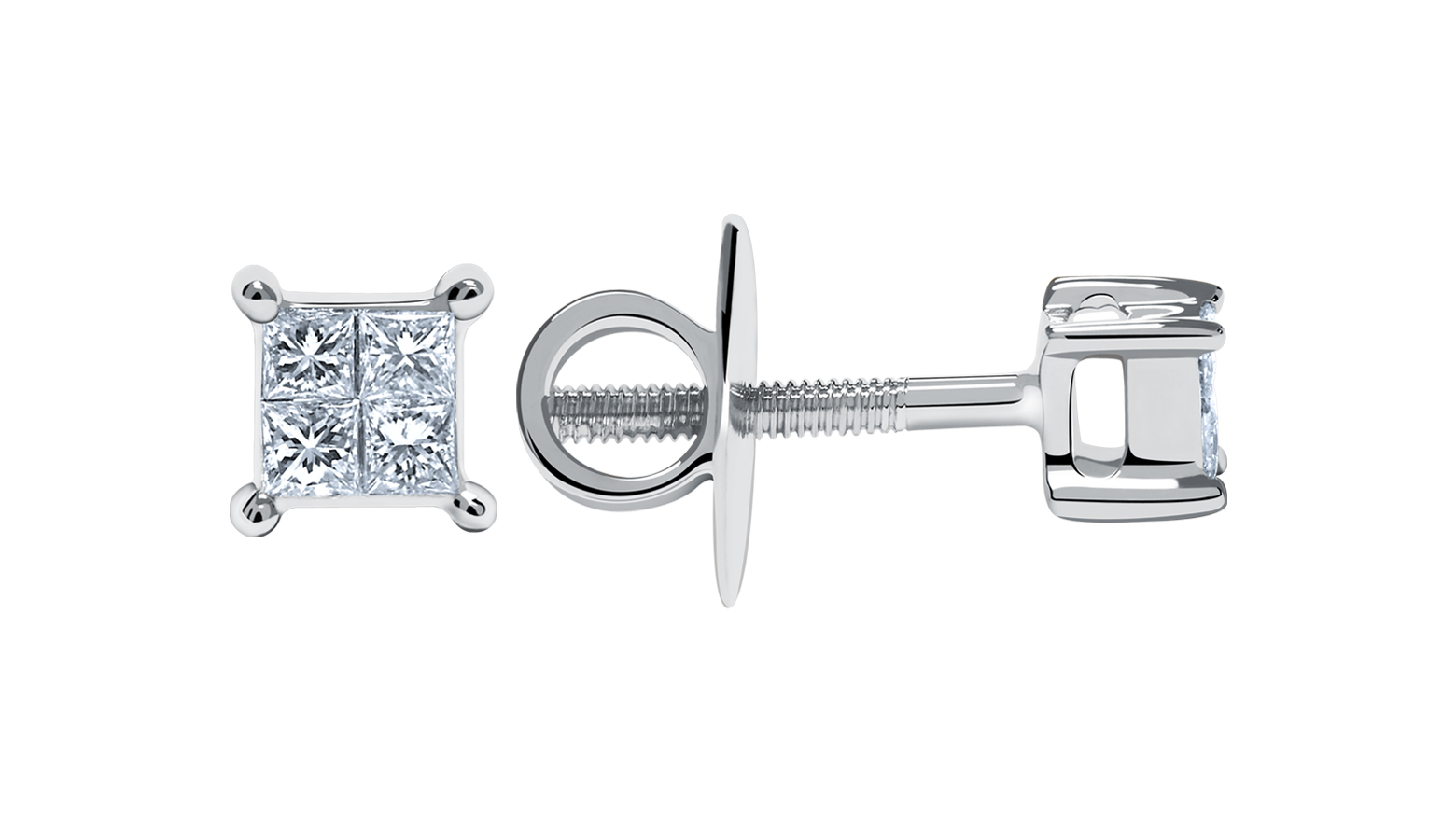 Enigma Four-Stone Diamond Studs, 18K White Gold, 0.15 ct total diamond weight Enigma Four-Stone Diamond Studs, 18K White Gold, 0.15 ct total diamond weight