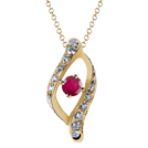 Iris Ruby (5 mm) Solitaire Pendant, 18K Yellow Gold, 0.47 ct total diamond weight Iris Ruby (5 mm) Solitaire Pendant, 18K Yellow Gold, 0.47 ct total diamond weight