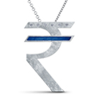 Diamond & Enamel Rupee Pendant, 18K White Gold, 0.03 ct total diamond weight