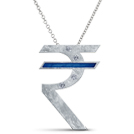 Diamond & Enamel Rupee Pendant, 18K Beaten White Gold, 0.02 ct total diamond weight