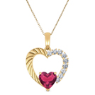 You & I Diamond (0.07 ct) & Ruby (3.5 mm) pendant, 18K Yellow Gold You & I Diamond (0.07 ct) & Ruby (3.5 mm) pendant, 18K Yellow Gold