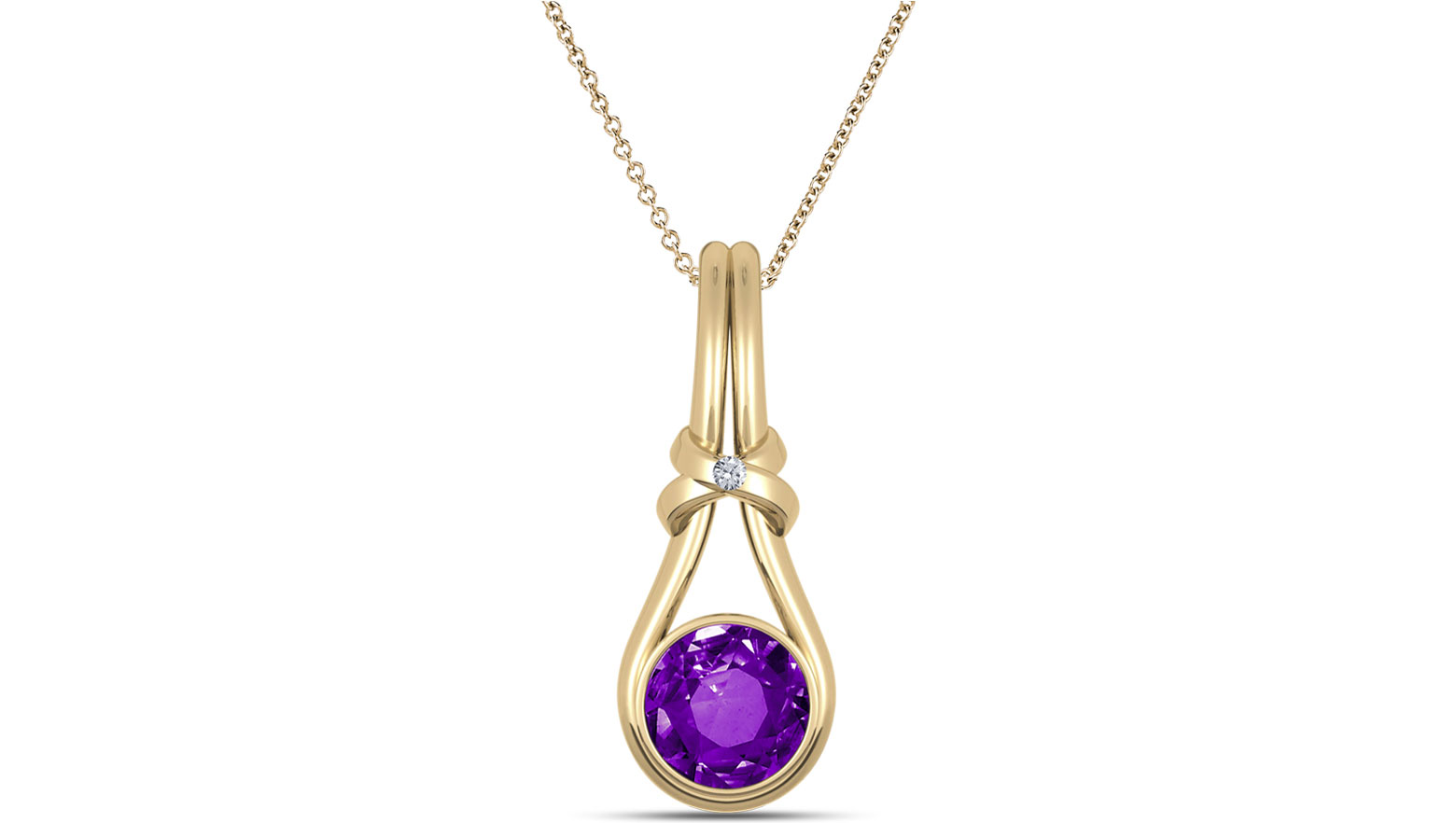 Metro Carré diamond (0.06 ct) & Amethyst (4 mm) Pendant, 18K White Gold Metro Carré diamond (0.06 ct) & Amethyst (4 mm) Pendant, 18K White Gold