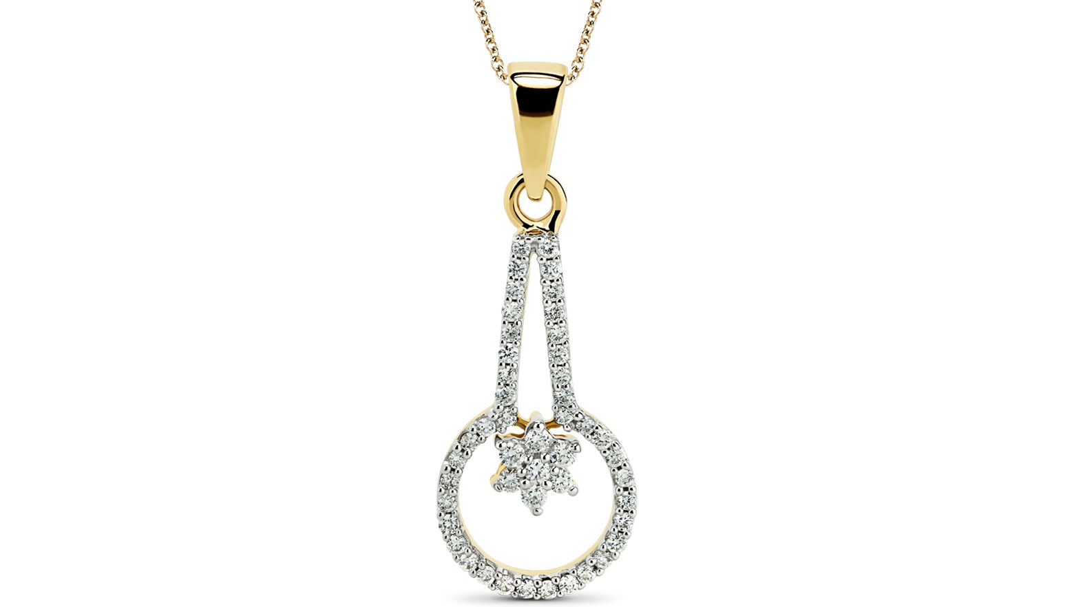 Floral Keyhole Pendant, 18K Yellow Gold, 0.32 ct total diamond weight Floral Keyhole Pendant, 18K Yellow Gold, 0.32 ct total diamond weight