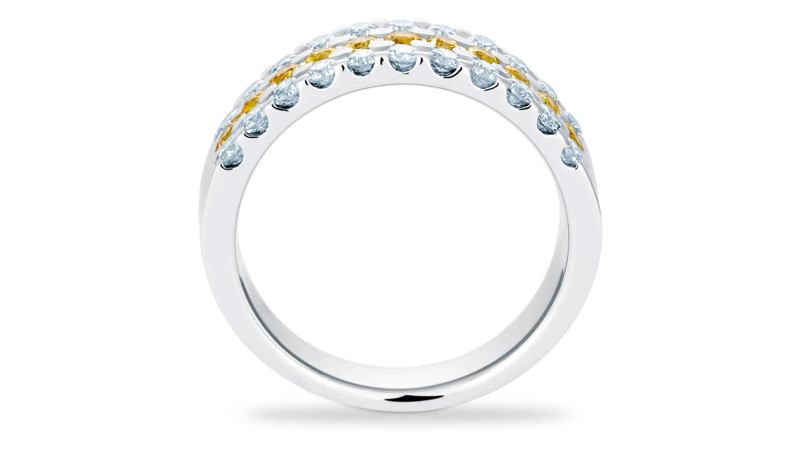 Triumph 3-Row Diamond (0.57 ct) & Yellow Sapphire (0.34 ct) Ring, 18K White Gold Triumph 3-Row Diamond (0.57 ct) & Yellow Sapphire (0.34 ct) Ring, 18K White Gold